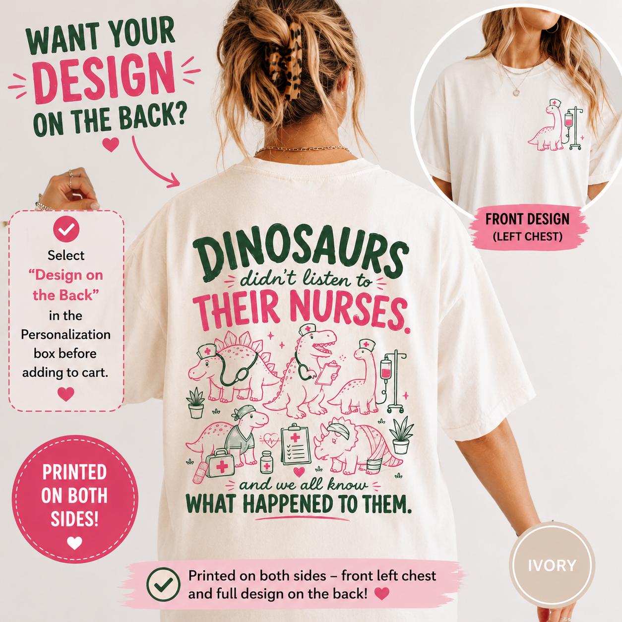 Nurse Rn Pediatric Nurse Tee Nicu Nurse Nurse Week Registered Nurse Comfort Colors Dinosaur Cna (3)