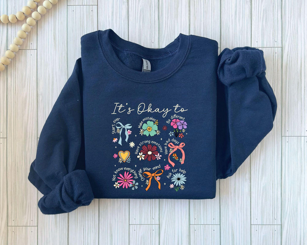 It'S Okay Retro Mental Health Positive Affirmation Coquette Mental Floral (2)