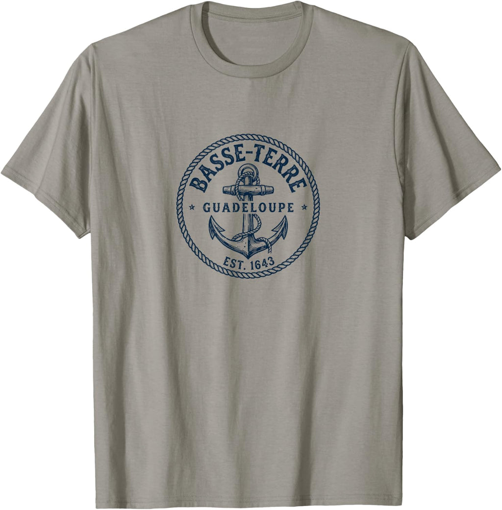 Basse Terre Guadeloupe Vintage Nautical Anchor Unisex T-shirt, Sweatshirt, Hoodie (1)