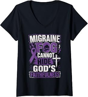 Migraine Awareness Christian Jesus Christ Headache V-Neck (1)