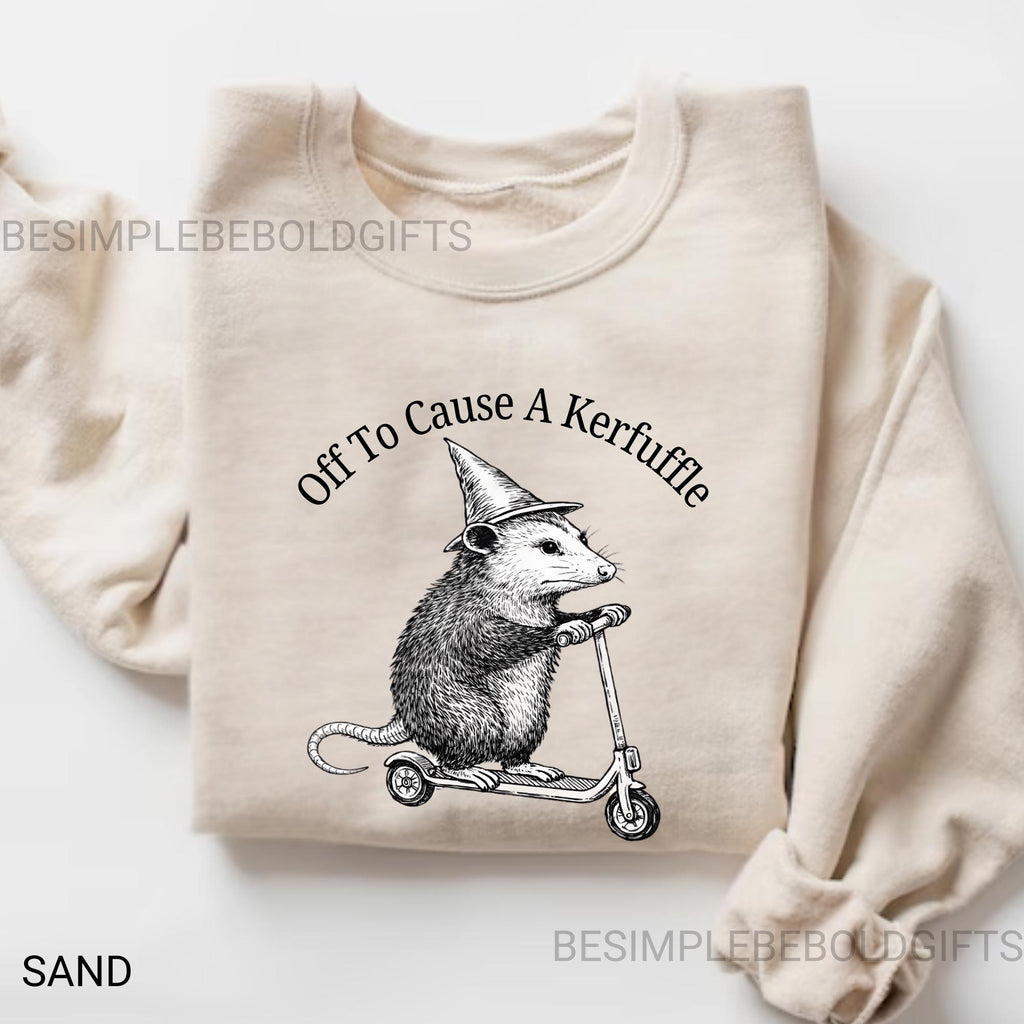 Comfort Colors Off Cause Kerfuffle Opossum Scooter Mental Health Tee Sarcastic Humor Animal Lover (3)