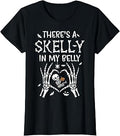 Theres Skelly Belly Halloween Pregnancy Costume Unisex T-shirt, Sweatshirt, Hoodie (1)