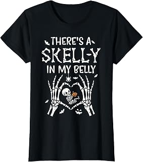 Theres Skelly Belly Halloween Pregnancy Costume Unisex T-shirt, Sweatshirt, Hoodie (1)