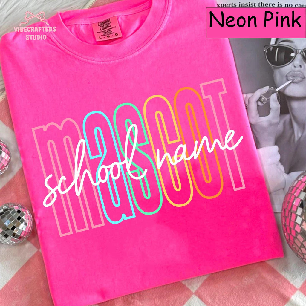 Custom Mascot School Name Comfort Colors Personalized School Spirit Tee Back School Teacher Studen Mascot Team (3)