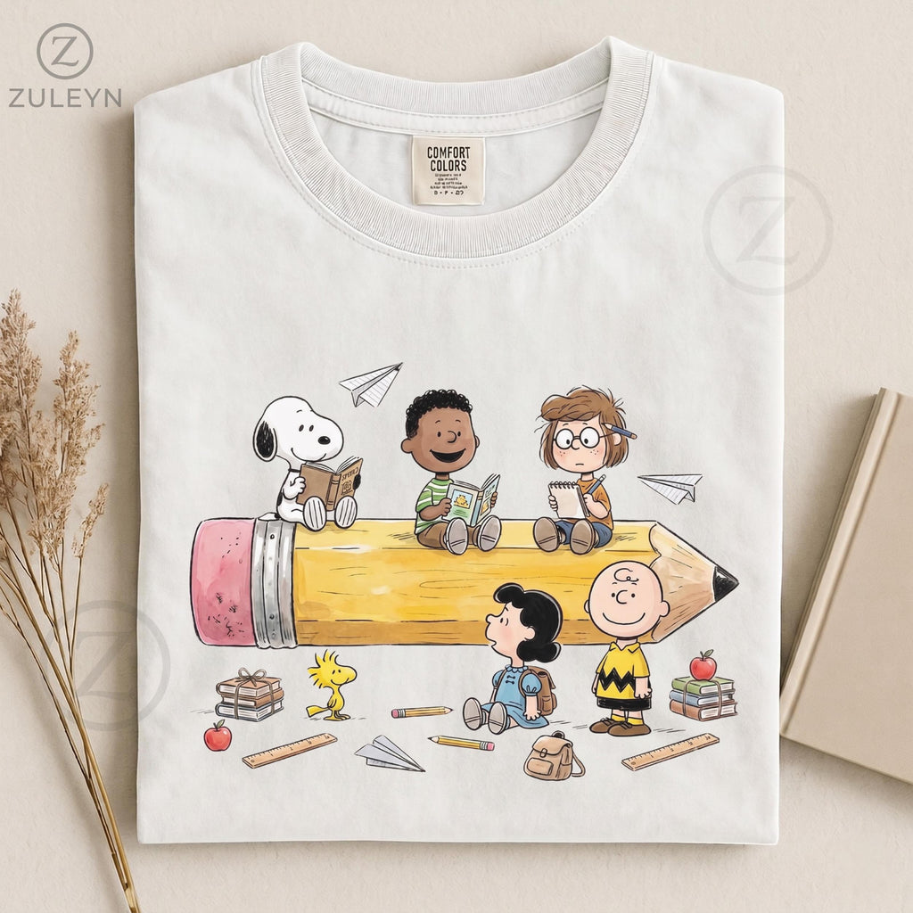 Comfort Colors Back School Cartoon School Friends Tee First Day School Teacher Student (1)