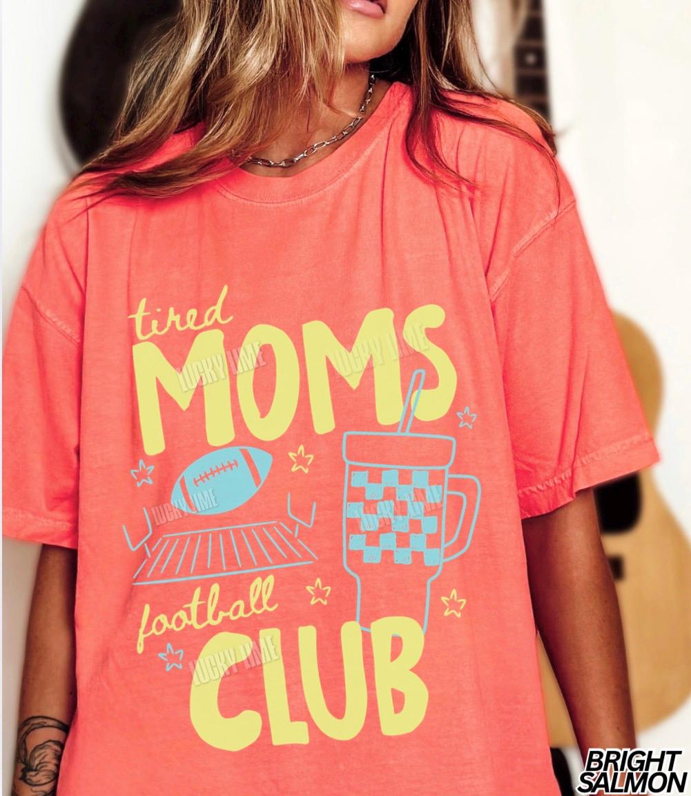 Tired Moms Football Club Sports Mama Football Moms Club Game Day Tee Hand Drawn Sports Mom (3)