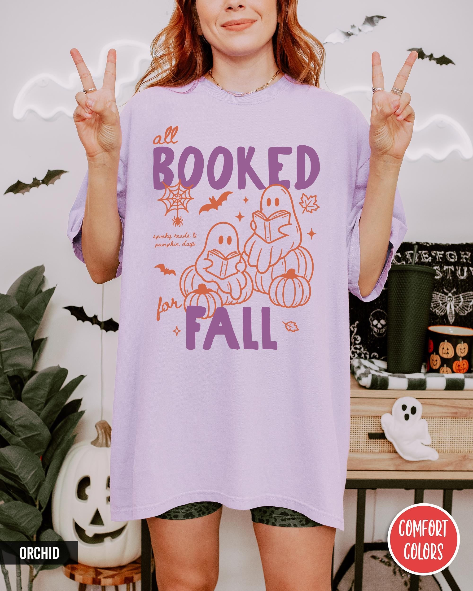 Booked Fall Halloween Book Pumpkin Book Bookish Spooky Season Tee Book Lover Book Worm Fall (3)