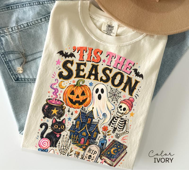Tis Season Halloween Comfort Colors Spooky Season Pumpkin Ghost (1)