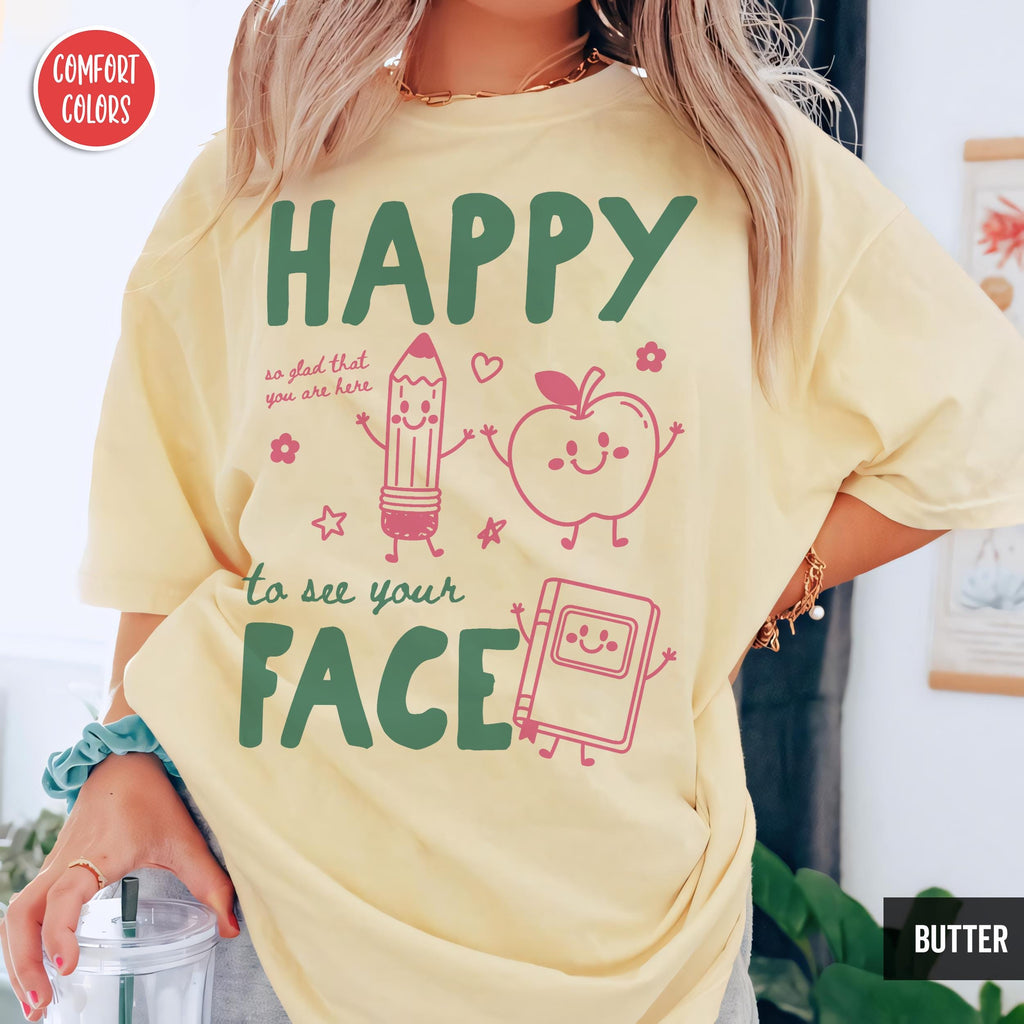 Teacher Back School Happy See Face Teacher Elementary Preschool Kindergarten Teacher First Day School (2)