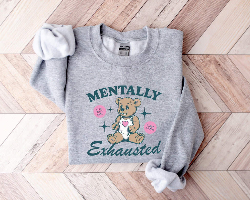 Mental Health Mentally Exhausted Meme Anxiety Tee Bear Tee Depression Meme (3)