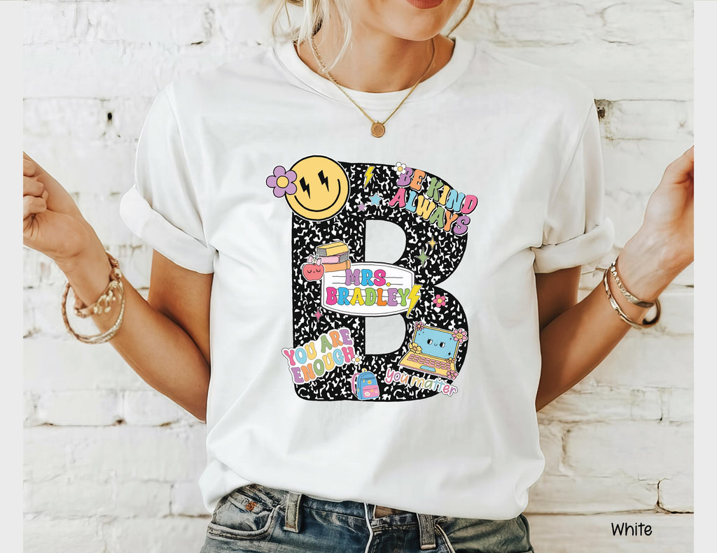 Personalized Composition Book Teacher Custom Initial 20 Colors (1)