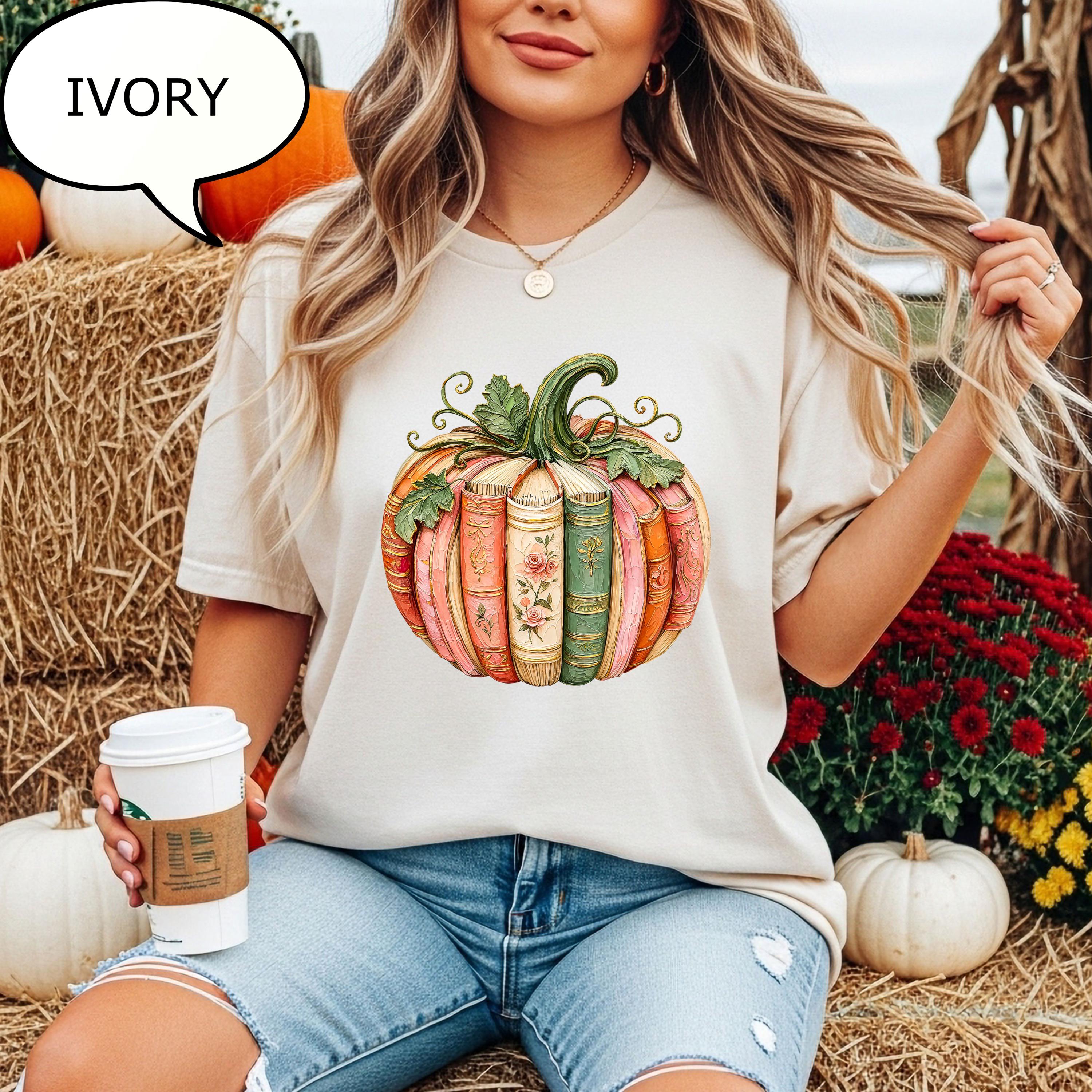 Comfort Colors Pumpkin Book Book Lover Fall Autumn Teacher (4)