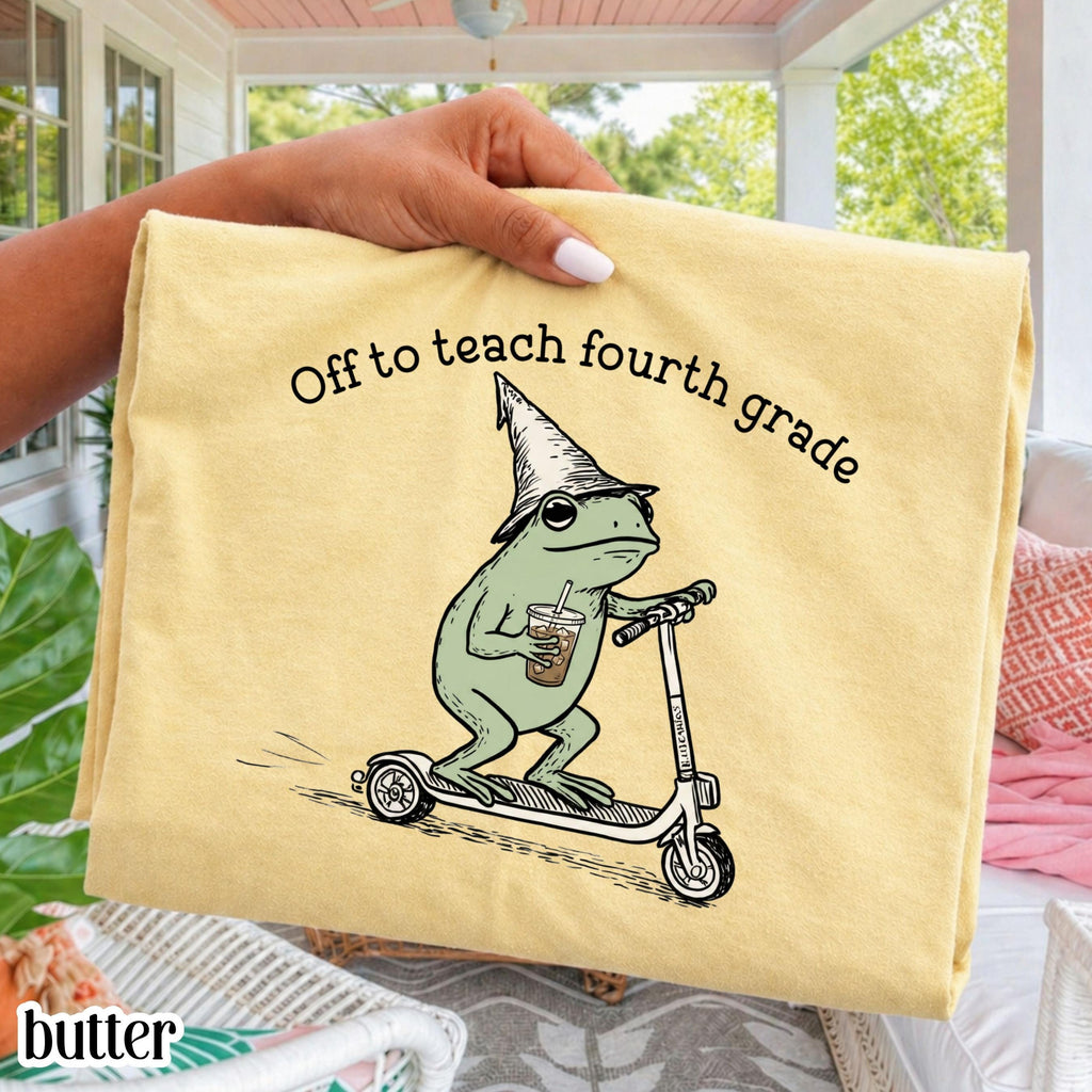 Comfort Colors Fourth Grade 4th Grade Teacher Back School Silly Off Teach Frog Iced Coffee Tee Elementary Teacher (1)