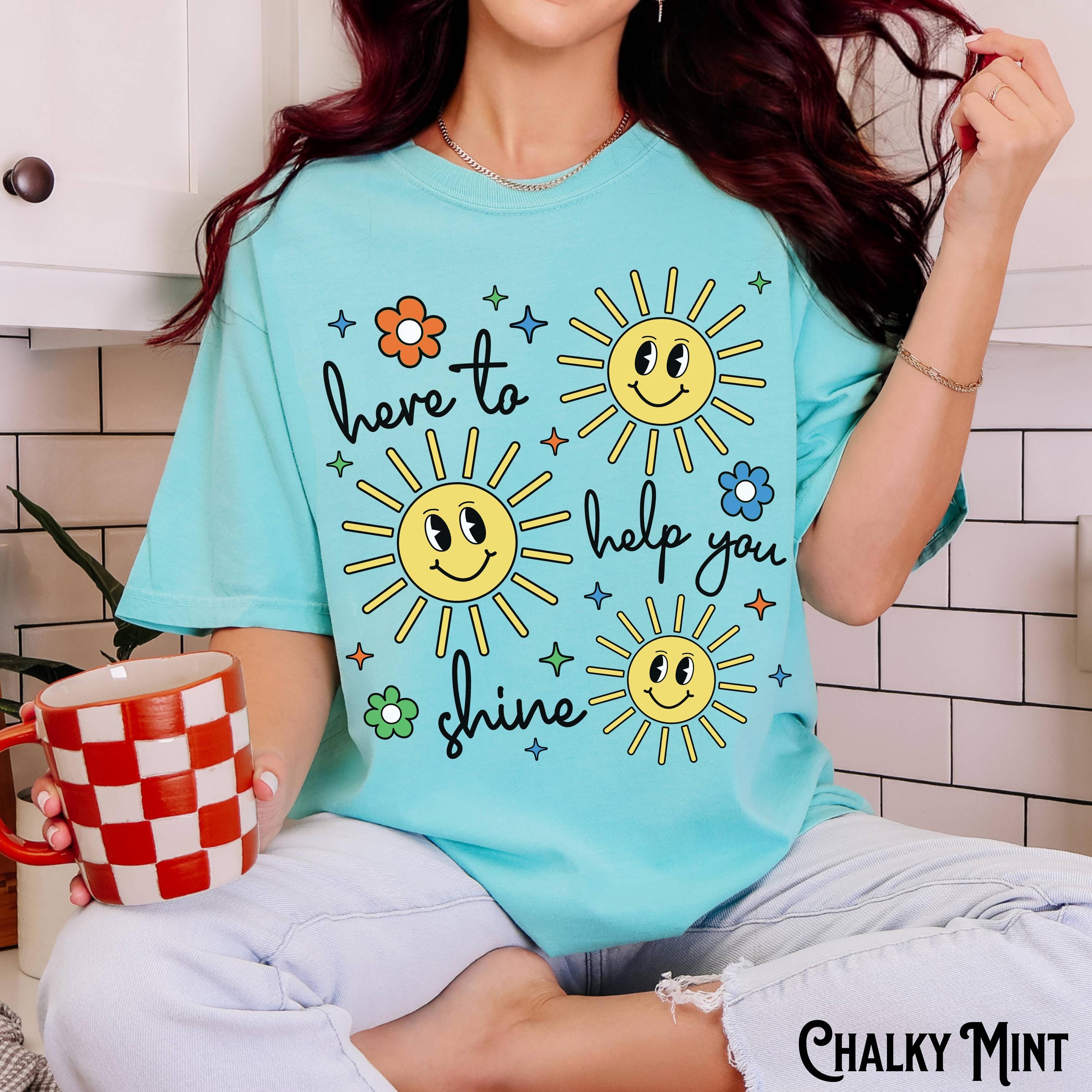 Comfort Colors Teacher Back School Garment-Dyed Tee Here Help Shine Teaching Tee (3)