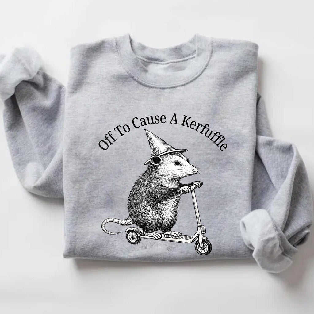 Comfort Colors Off Cause Kerfuffle Opossum Scooter Mental Health Tee Sarcastic Humor Animal Lover (2)
