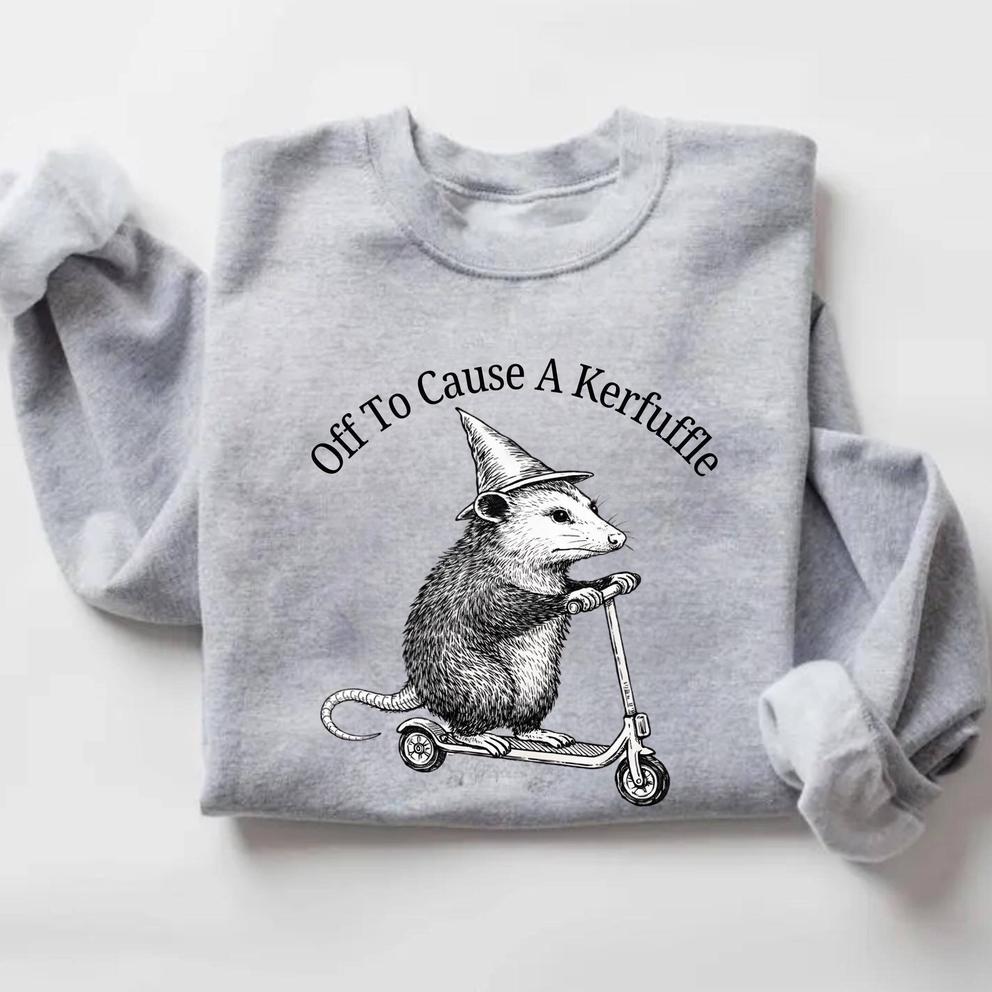 Comfort Colors Off Cause Kerfuffle Opossum Scooter Mental Health Tee Sarcastic Humor Animal Lover (2)