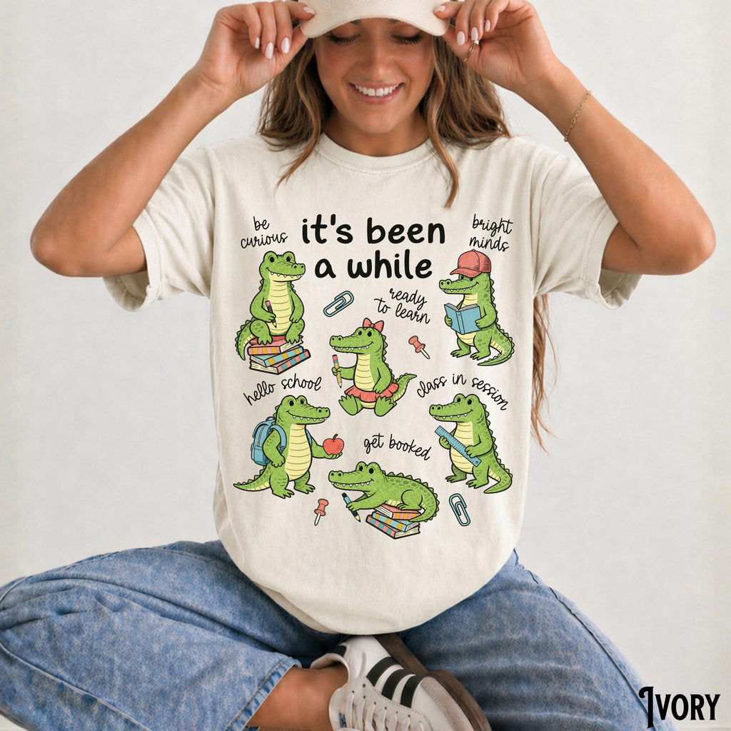 Teacher Back School Teaching Tee Comfort Colors It'S While Crocodile Group Team First Day (1)
