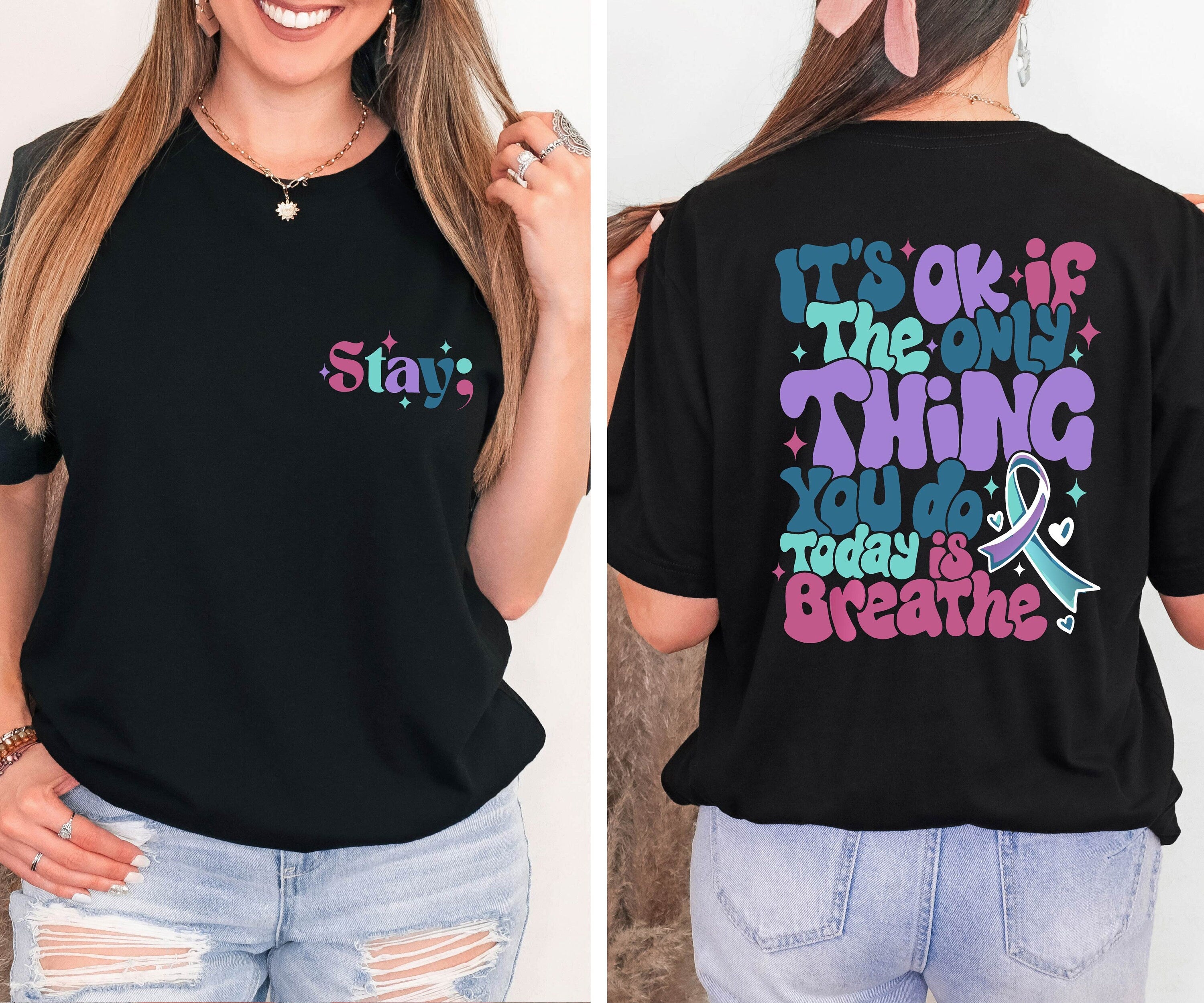 Suicide Prevention Suicide Awareness Mental Health Stay Matter Tee Suicide Suppor Semicolon Tee (2)