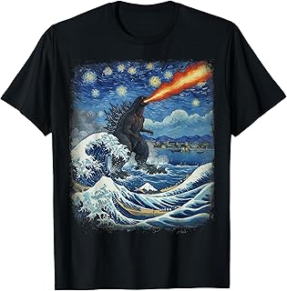 Kaiju Monster Japanese Vangogh Starrynight Wave Vintage (1)
