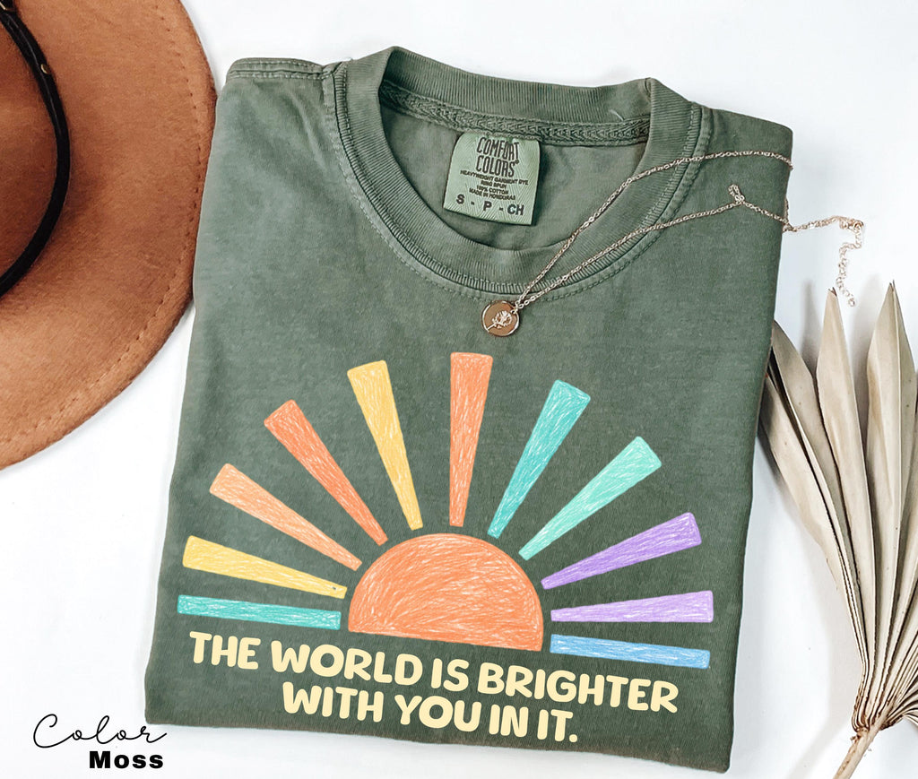 Teacher Mental Health Tee Saying World Brighter School Counselor Comfort Colors (4)