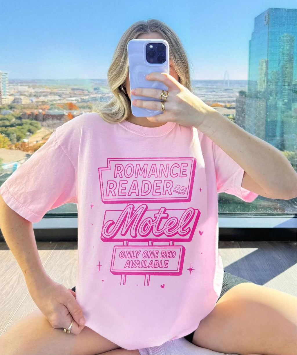 Romance Reader Book Lover Book Trope Only Bed Dark Romance Bookish Tee Pink Bookworm Reader Girly Coquette (1)