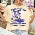 Witch Reads Banned Books Liberal Book Lover Liberal Book Club Anti Trump Halloween Vintage Witch Bookish Fall Tee (1)