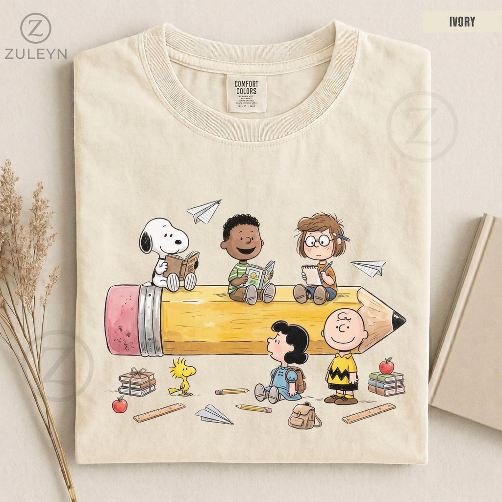 Comfort Colors Back School Cartoon School Friends Tee First Day School Teacher Student (2)