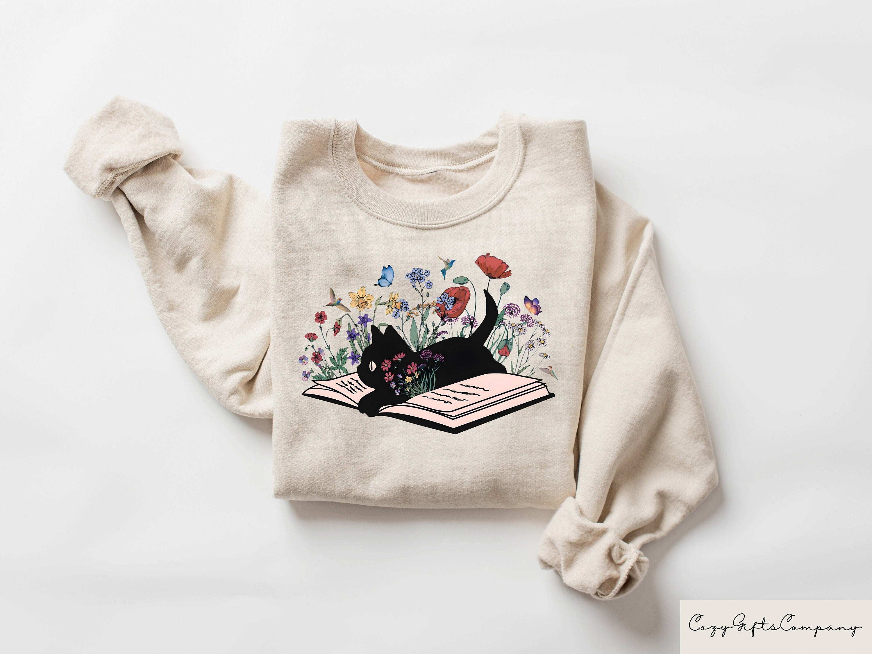 Floral Cat Bookish Book Lover Cat Lover Librarian Floral Ca (1)