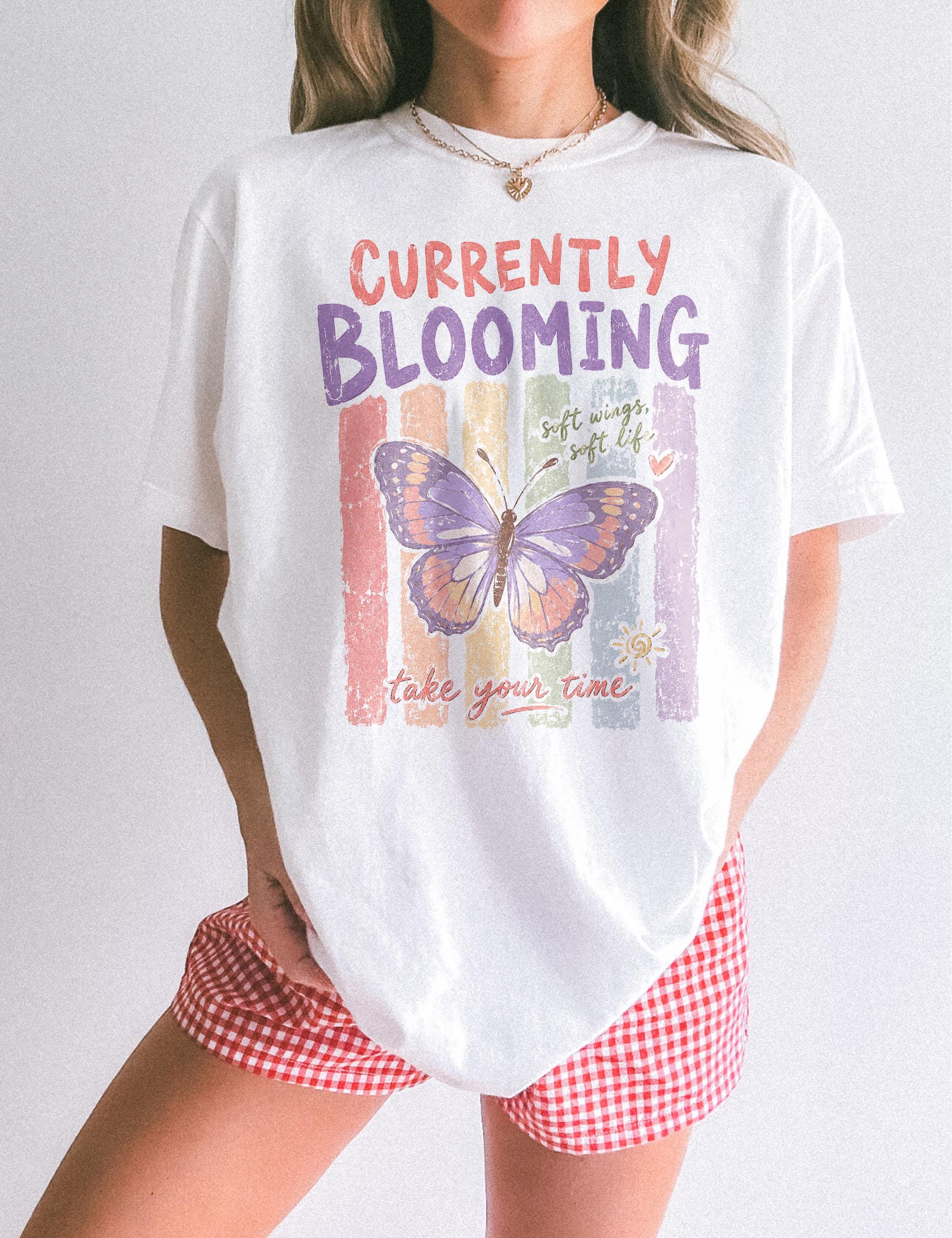 Comfort Colors Currently Blooming Mental Health Preppy Pastel Striped Butterfly (4)