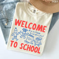 Comfort Colors Welcome School Happy See Face Retro Drawings Back School Tee (1)