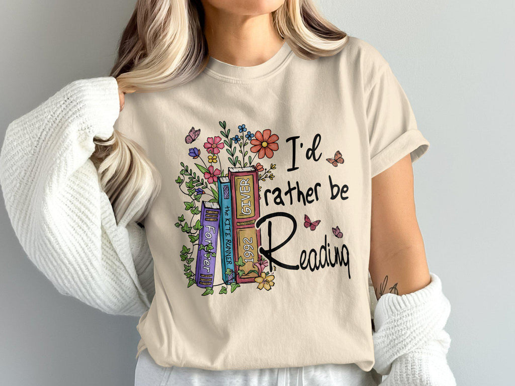 Comfort Colors I'D Rather Reading Book Lover Casual Reading Literature Enthusiast Tee Bookworms (1)
