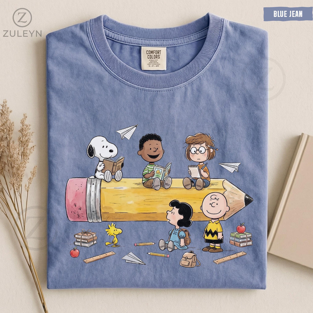 Comfort Colors Back School Cartoon School Friends Tee First Day School Teacher Student (3)