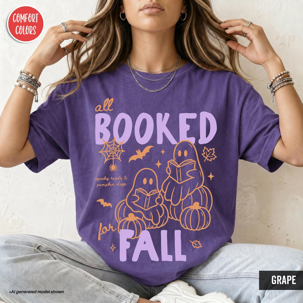 Booked Fall Halloween Book Pumpkin Book Bookish Spooky Season Tee Book Lover Book Worm Fall (2)