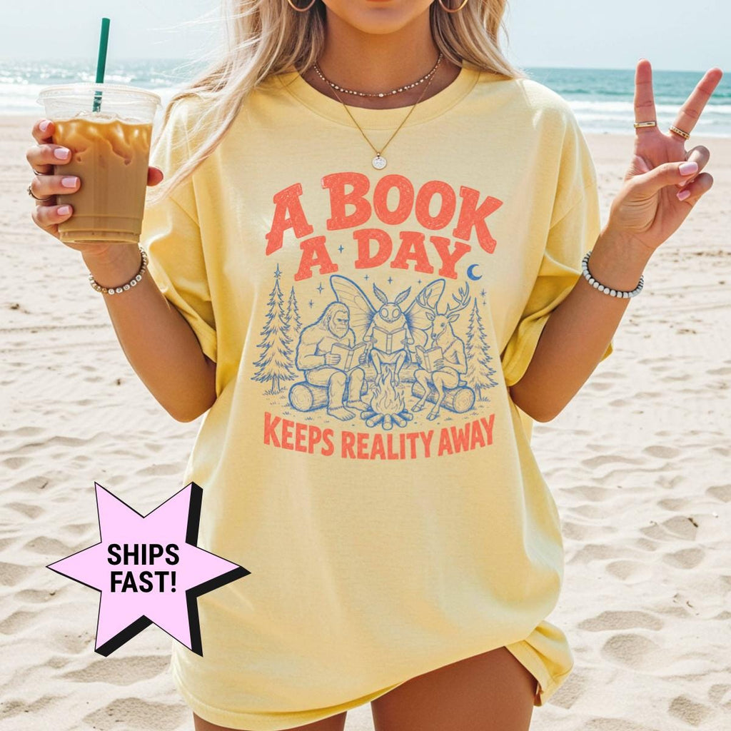 Cryptid Book Club Bigfoot Mothman Bookish Tee Comfort Colors Book Lover Cryptid Reader Camping (2)