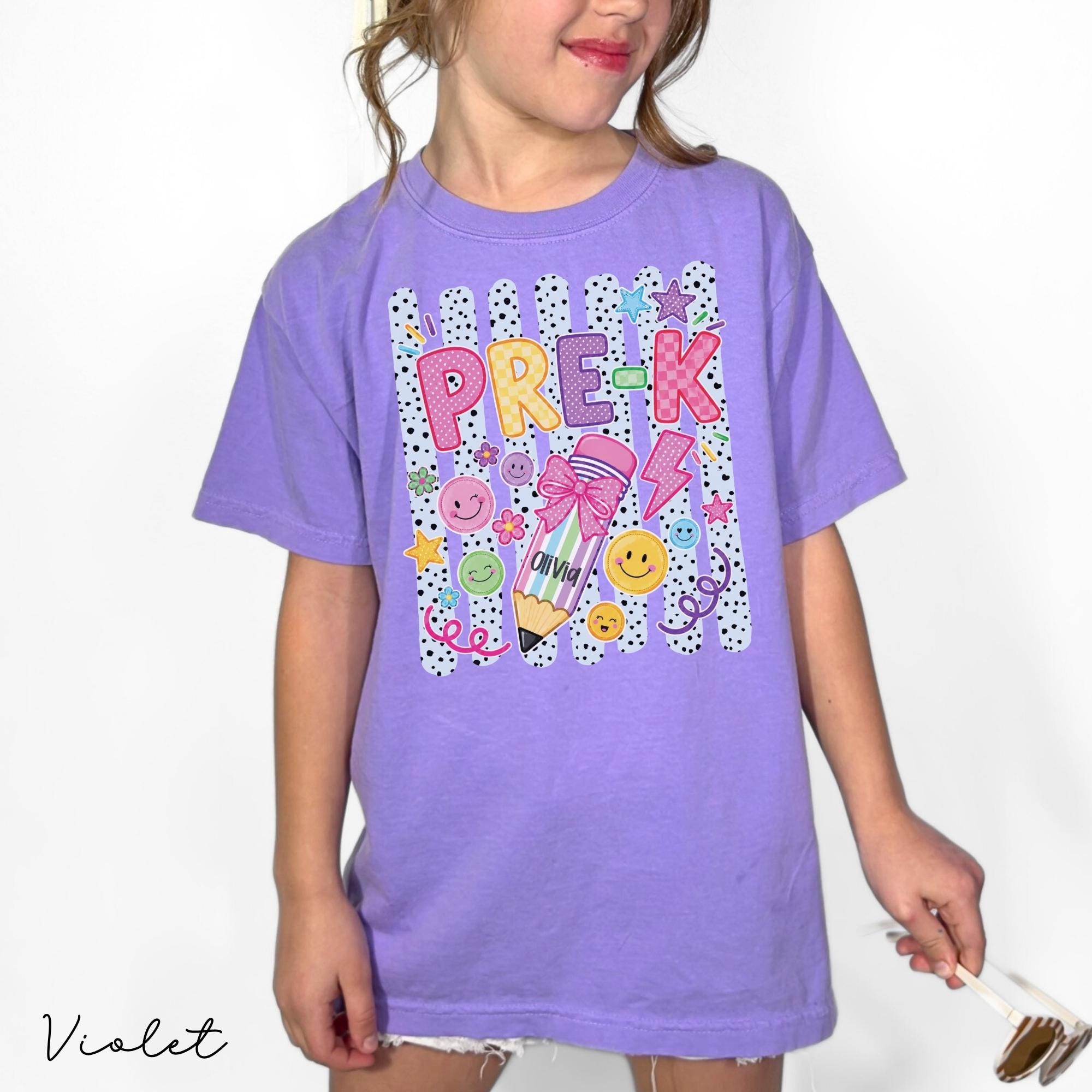 Personalized Pre-K Stripes Custom Striped Back School Tee First Day Pre-Kindergarten (4)