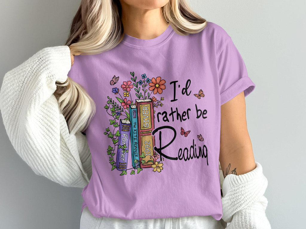 Comfort Colors I'D Rather Reading Book Lover Casual Reading Literature Enthusiast Tee Bookworms (2)