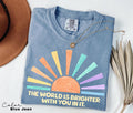Teacher Mental Health Tee Saying World Brighter School Counselor Comfort Colors (1)