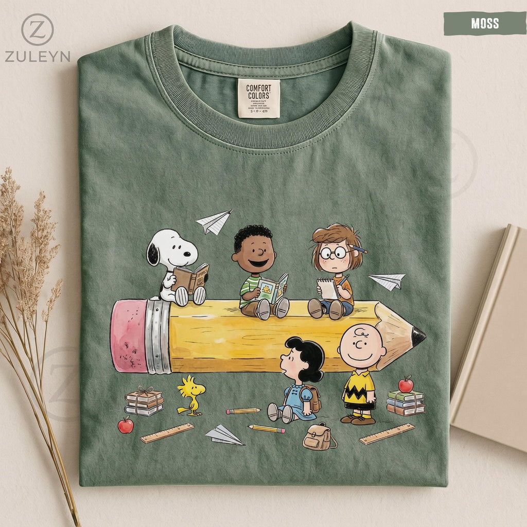 Comfort Colors Back School Cartoon School Friends Tee First Day School Teacher Student (4)
