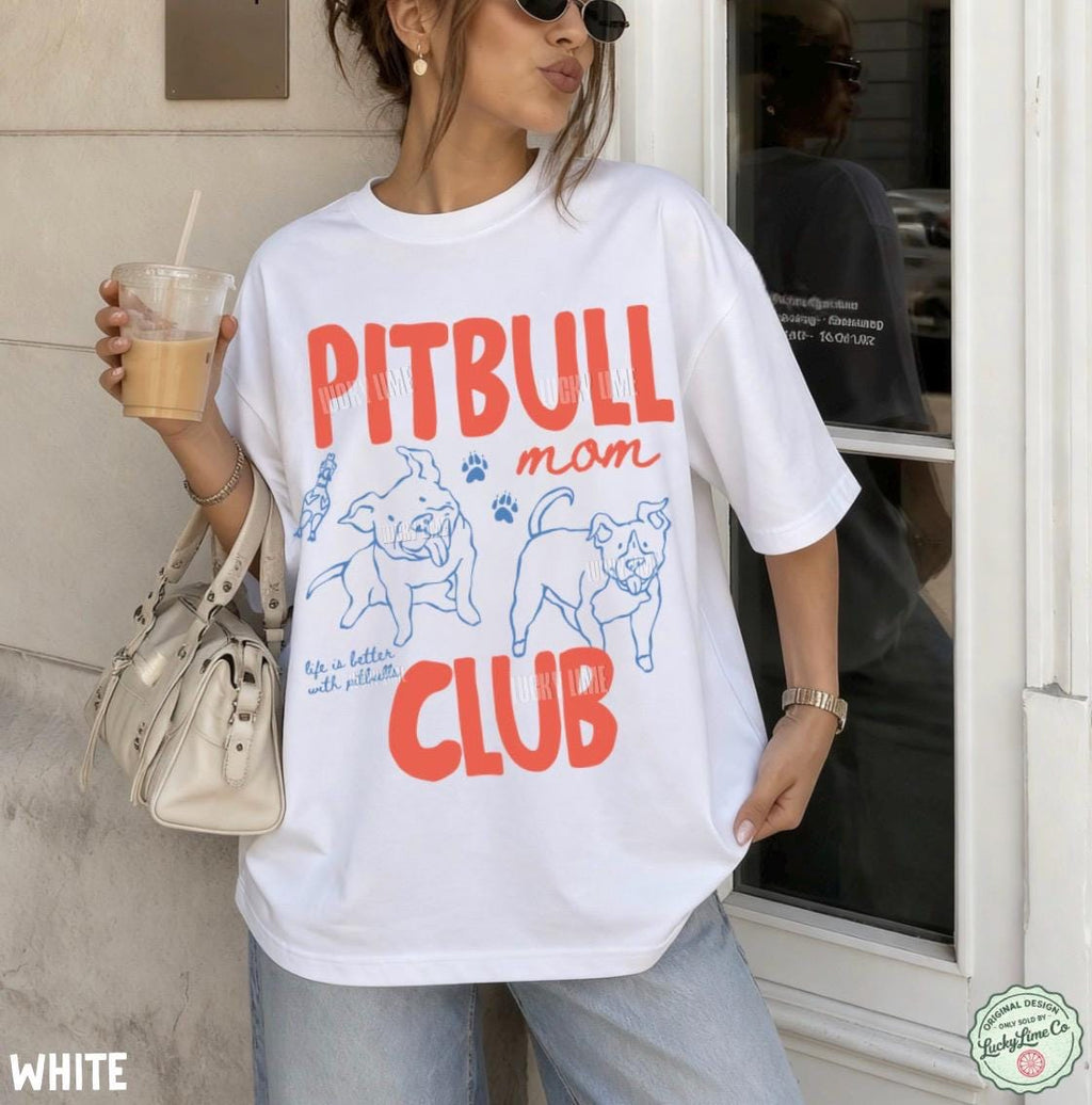 Pitbull Mom Club Pit Bull Dog Mom Staffordshire Terrier Dog Lover Rescue Dog Fur Mama Dog Mama Tee (4)