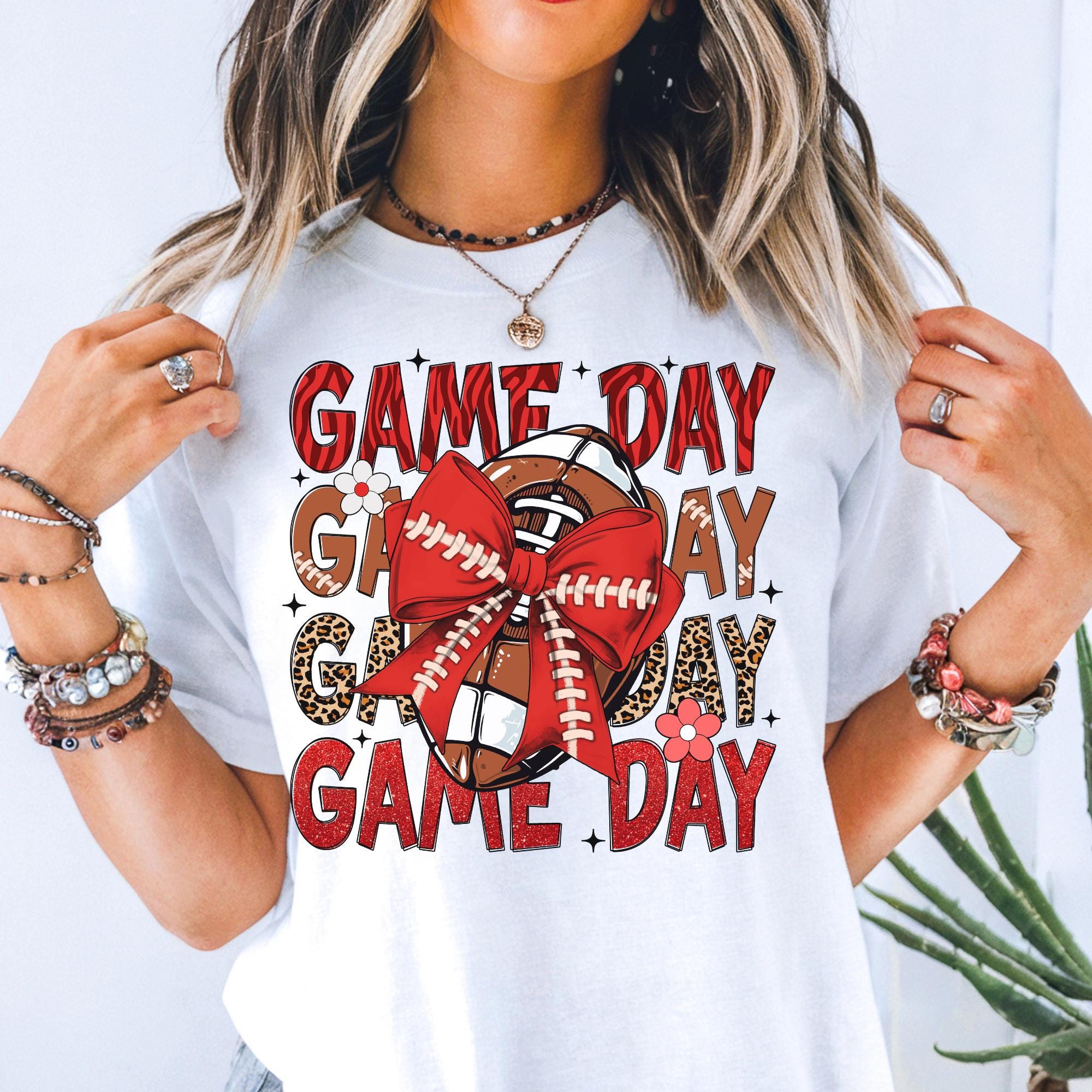 Coquette Game Day Red Bow Football Unisex T-shirt, Sweatshirt, Hoodie (1)