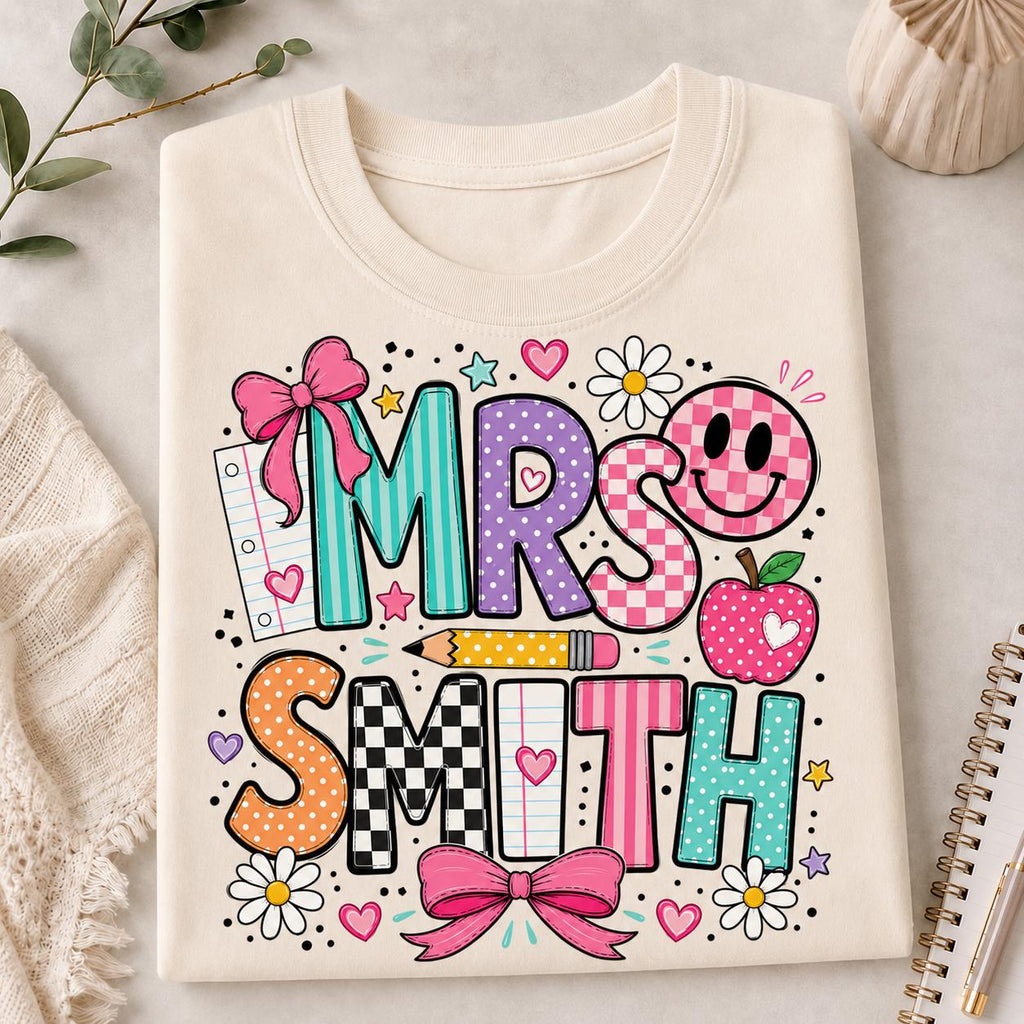 Custom Name Teacher Personalized Teacher Mrs Teacher Teacher Back School Kindergarten Teacher (1)