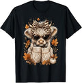 Highland Cow Leopard Bow Fall Autumn Pumpkin Unisex T-shirt, Sweatshirt, Hoodie (1)