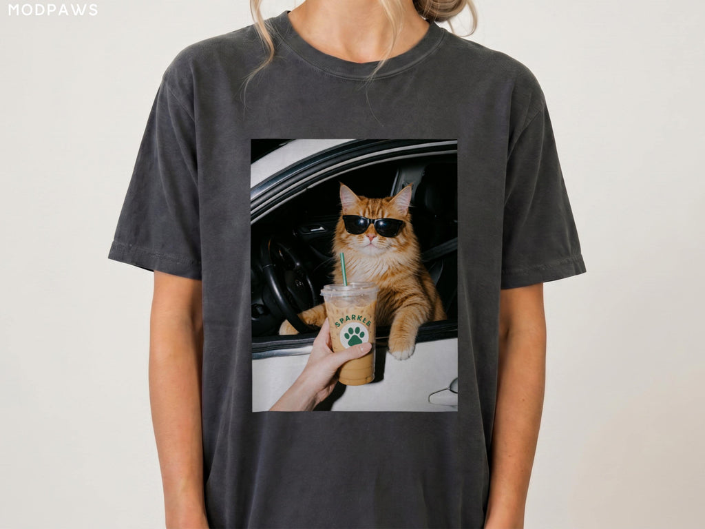 Custom Comfort Colors Pet Photo Iced Coffee Personalized Cat Mom (1)