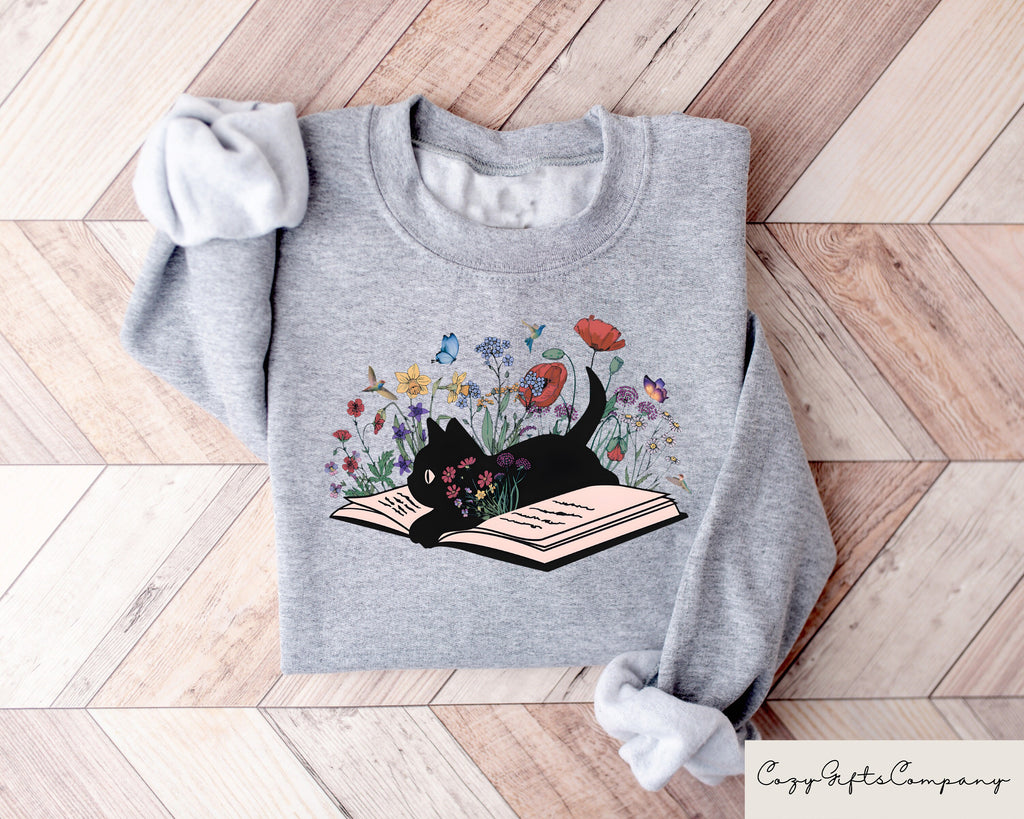 Floral Cat Bookish Book Lover Cat Lover Librarian Floral Ca (3)