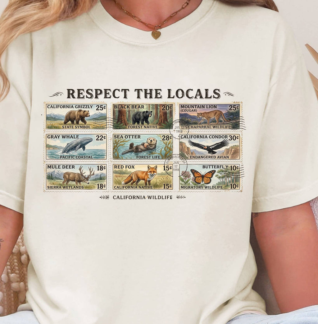 Respect the Locals California Wildlife Vintage T-Shirt – National Park Animal Graphic Tee