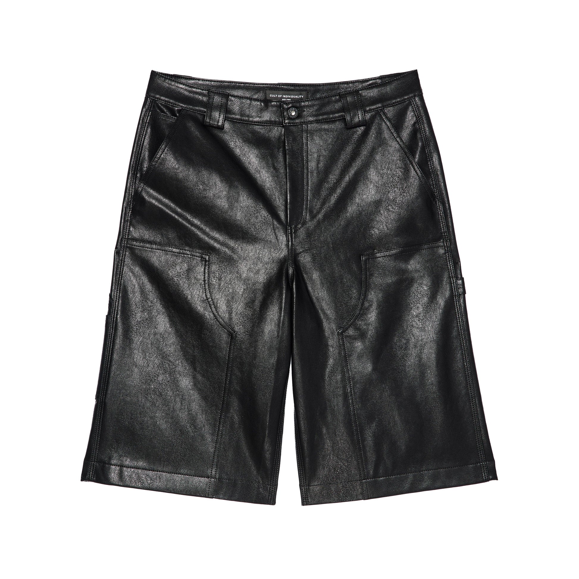Cult's Y2K Oversized Leather Shorts in Black