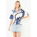 Abstract Print Top with Puff Sleeves