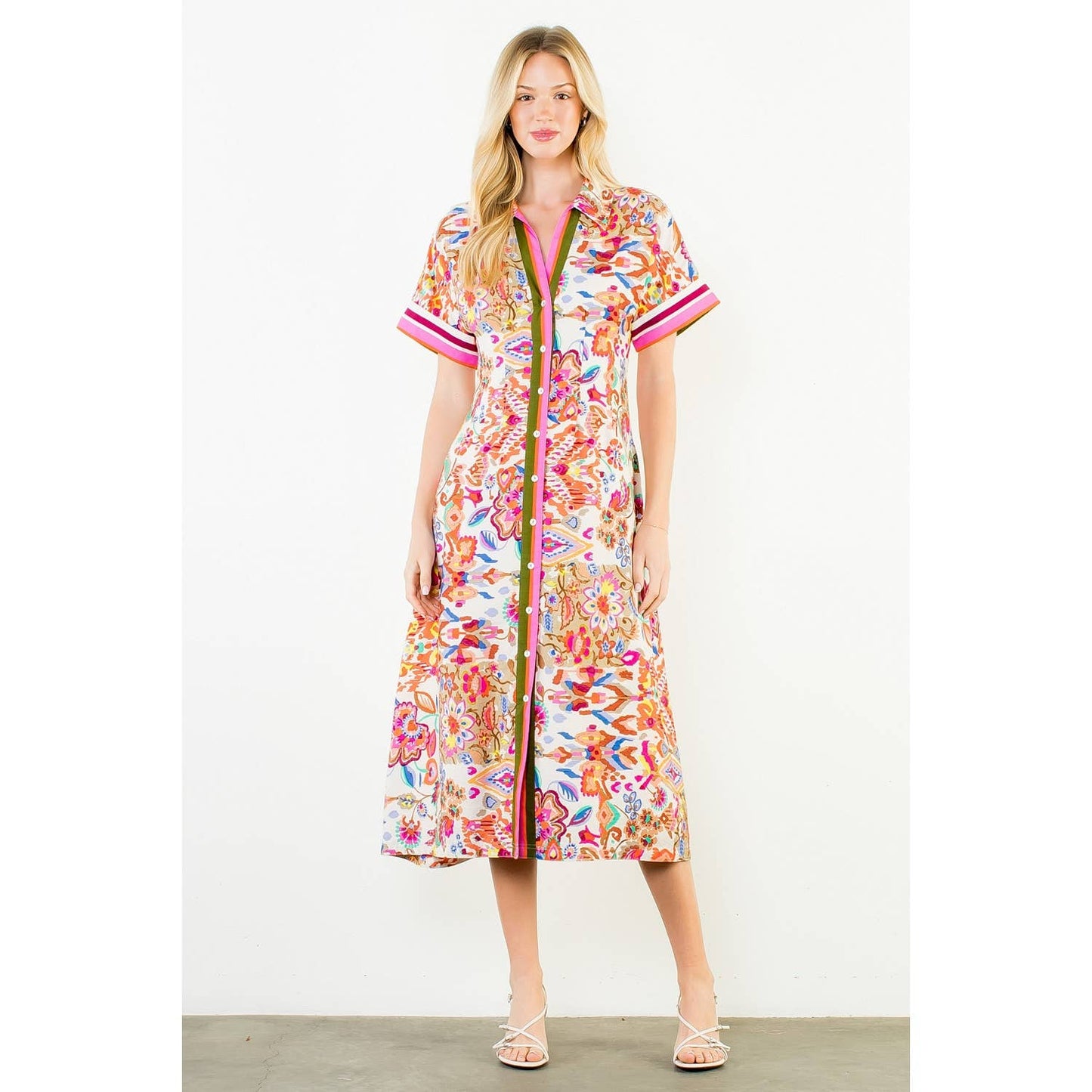 Button Down Maxi Flower Dress
