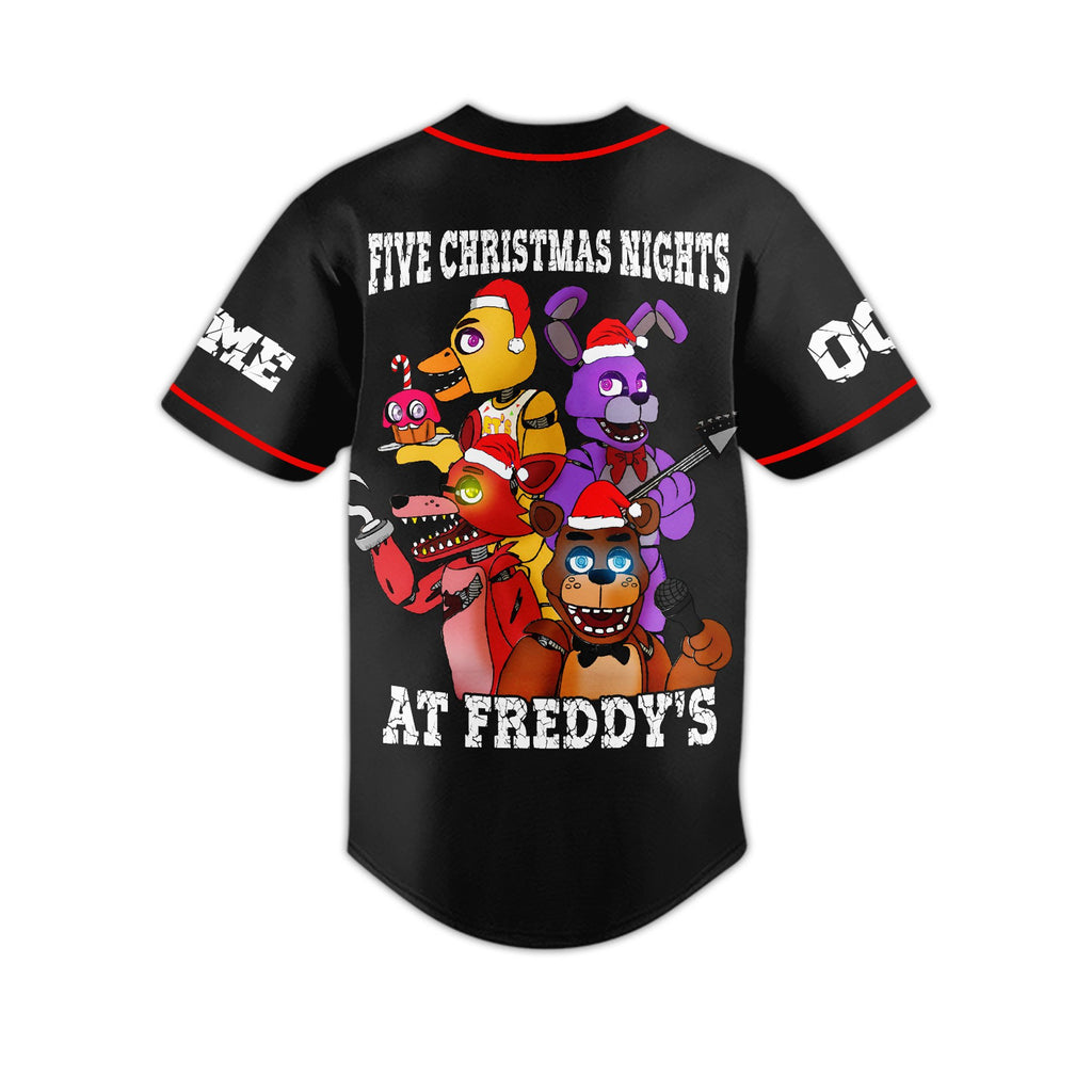 Five Christmas Nights At Freddy's Horror Baseball Jersey