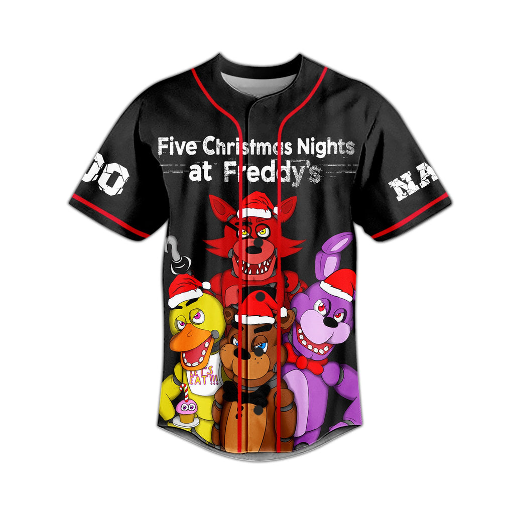 Five Christmas Nights At Freddy's Horror Baseball Jersey